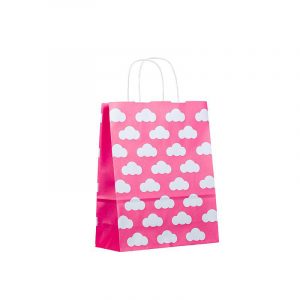 Bolsa de papel infantil nubes rosa